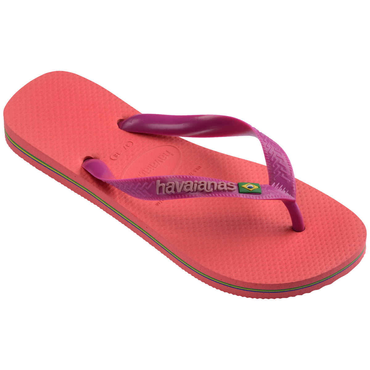 Women's Brazil Logo Flip Flops - CORAL/PINK