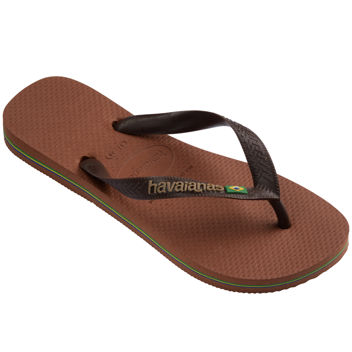 Women's Brazil Logo Flip Flops - RUST/COFFEE
