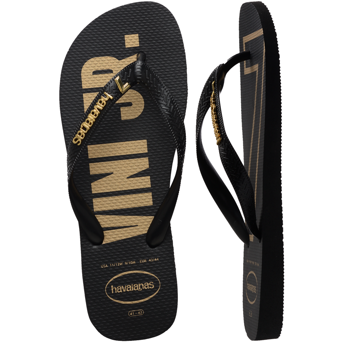 Men's Vini Jr. Golden Top Flip Flops - Black