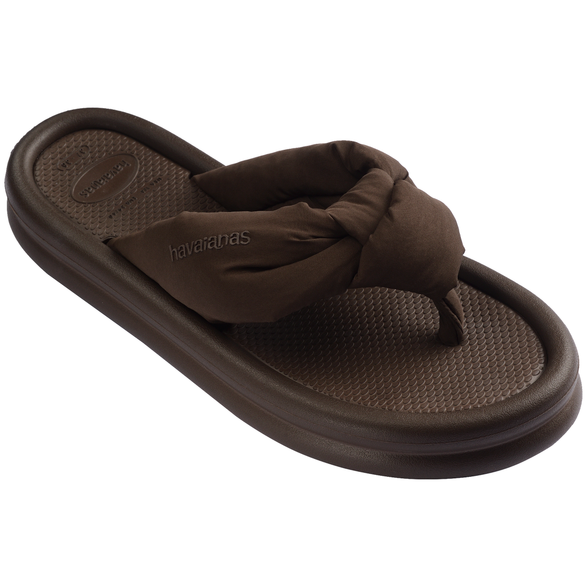 Women's Over Puffed Flip Flops - DARK BROWN