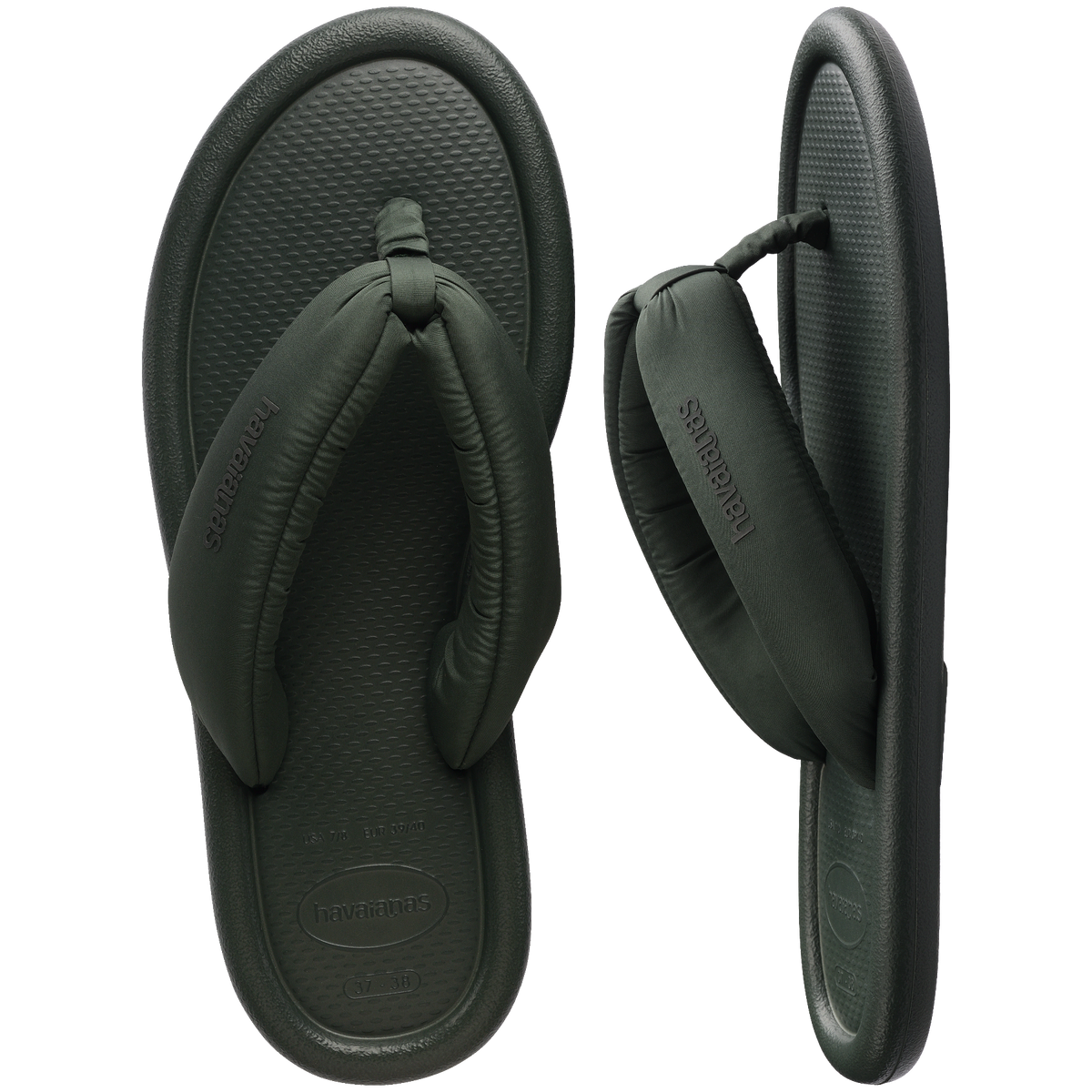 Women's Maxi Puffed Flip Flops - GREEN OLIVE