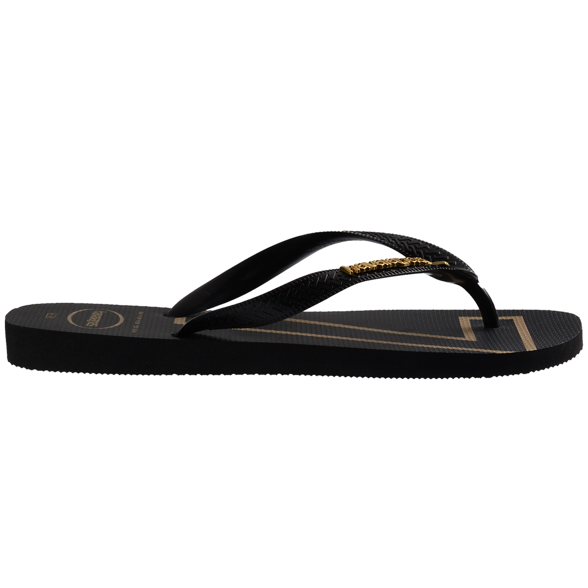 Women's Vini Jr. Golden Top Flip Flops - Black